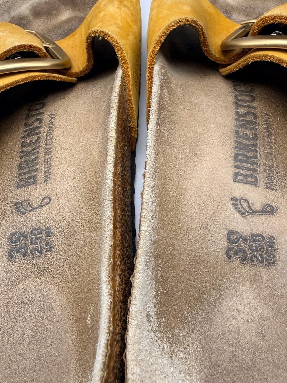 Birkenstock Madrid Big Buckle Mustard Yellow Nubuck Sandals Size 39/ Women’s 8.5 - Picture 7 of 7